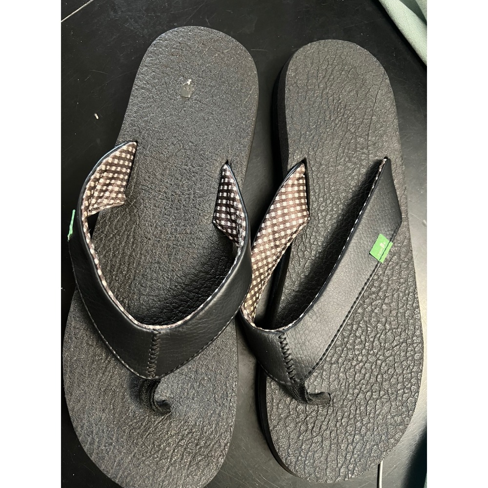 Sanuk Women's Flip Flop Sandals Black Comfort Beach Casual Flip Flop Shoes Sz 8